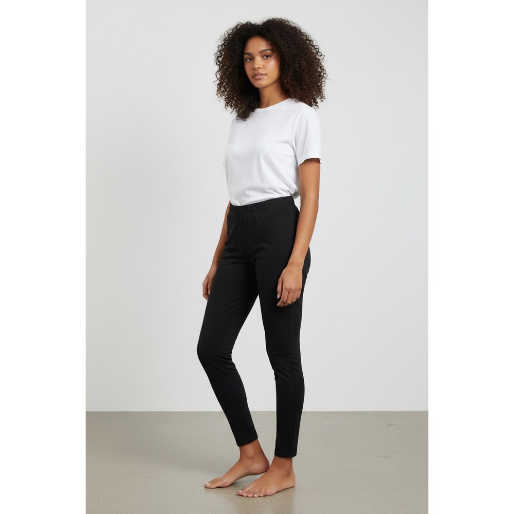 Time and Tru High Rise Leggings Women S Black 3-Pack Cotton Stretch Ankle 27 in - Picture 4 of 5